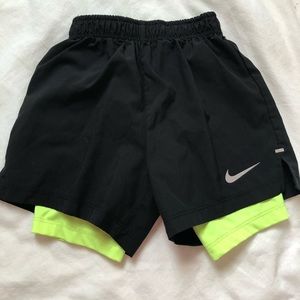 Nike 2 in 1 Dri-Fit Black black volt Shorts Toddler size: 4 XS  3-4years
